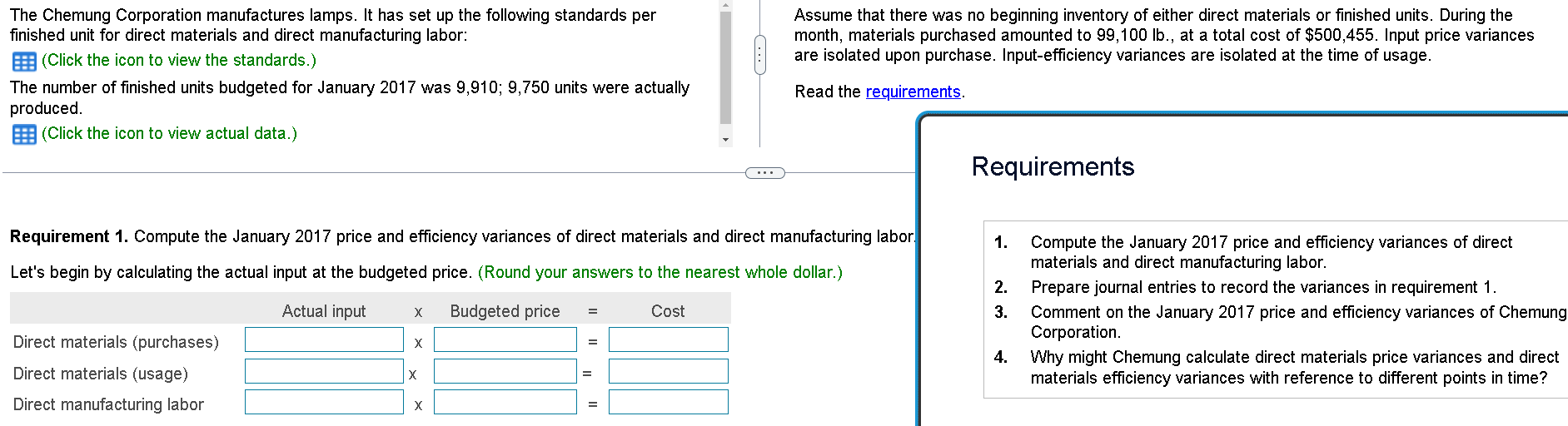 Assume That There Was No Beginning Inventory Of Either Direct Materials Or Finished Units During The Month Materials P 1