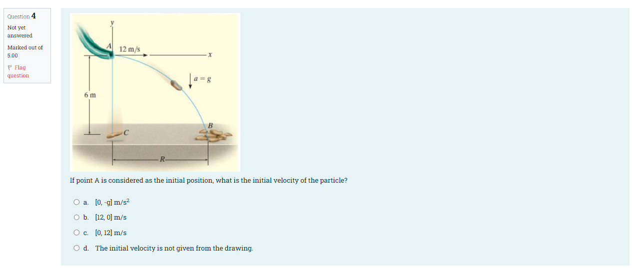 Question 4 Not Yet Answered Marked Out Of 5 00 P Flag Question 6 M 12 M S X A G If Point A Is Considered As The Initial 1