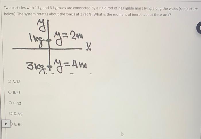 Two Particles With 1 Kg And 3 Kg Mass Are Connected By A Rigid Rod Of Negligible Mass Lying Along The Y Axis See Pictur 1