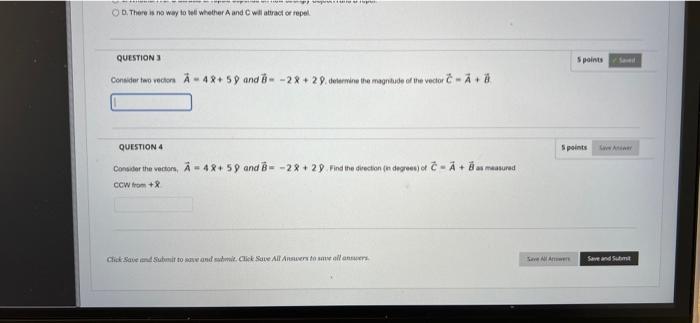 1 Consider Two Vectors Determine The Magnitude Of The Vector 2 Consider The Vectors Find The Direction In Degrees 1