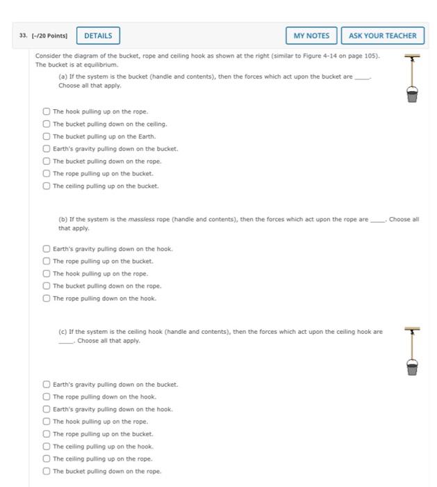 31 Details Cas Proting On The Bucket Then The H Details Sapwallige Webassign Net My Notes Ask Your Teacher Al My Notes 3