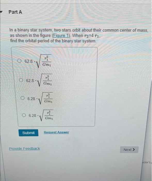 Cour S Figure Blad Bry Cm 1of1 Part A In A Binary Star System Two Stars Orbit About Their Common Center Of Mass As Show 4
