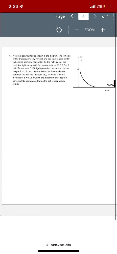 2 23 4 Page 4 A Track Is Constructed As Shown In The Diagram The Left Side Of The Track Is Perfectly Vertical And T 1