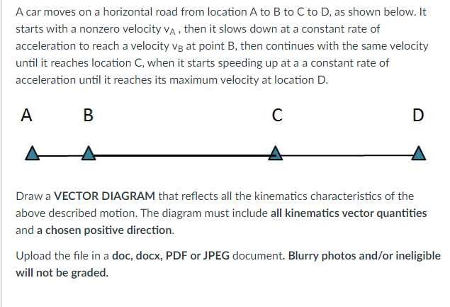A Car Moves On A Horizontal Road From Location A To B To C To D As Shown Below It Starts With A Nonzero Velocity Va T 1