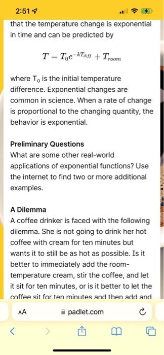 2 51 Padlet Earsznov 3mo Newton S Law Of Cooling A Mathematician Is A Device For Turning Coffee Into Theorems Alfre 3