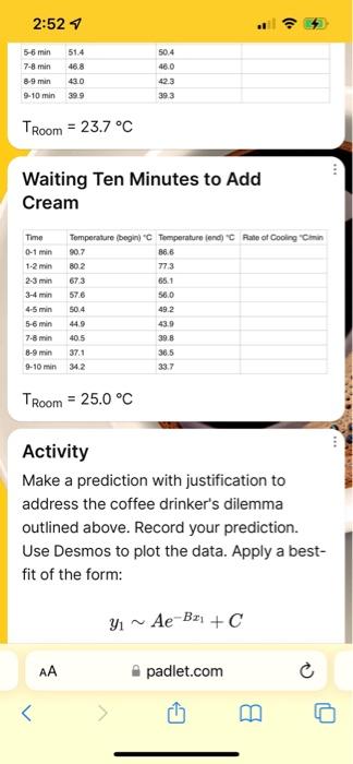 2 51 Padlet Earsznov 3mo Newton S Law Of Cooling A Mathematician Is A Device For Turning Coffee Into Theorems Alfre 5