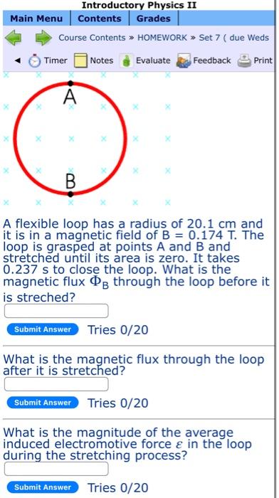 Introductory Physics Ii Contents Grades Course Contents Homework Set 7 Due Weds Timer Notes Evaluate Feedback Prin 1