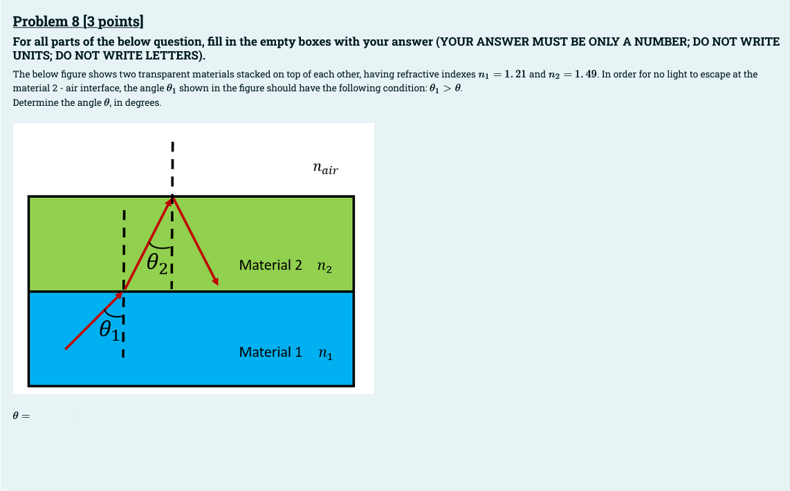 Problem 8 3 Points For All Parts Of The Below Question Fill In The Empty Boxes With Your Answer Your Answer Must Be 1