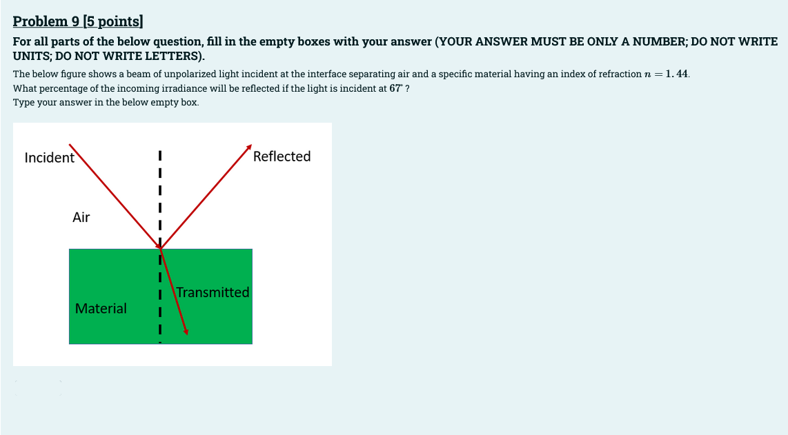 Problem 9 5 Points For All Parts Of The Below Question Fill In The Empty Boxes With Your Answer Your Answer Must Be 1