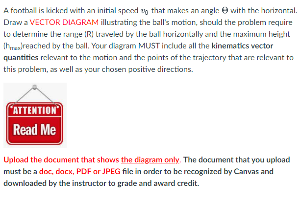 A Football Is Kicked With An Initial Speed Vo That Makes An Angle With The Horizontal Draw A Vector Diagram Illustratin 1