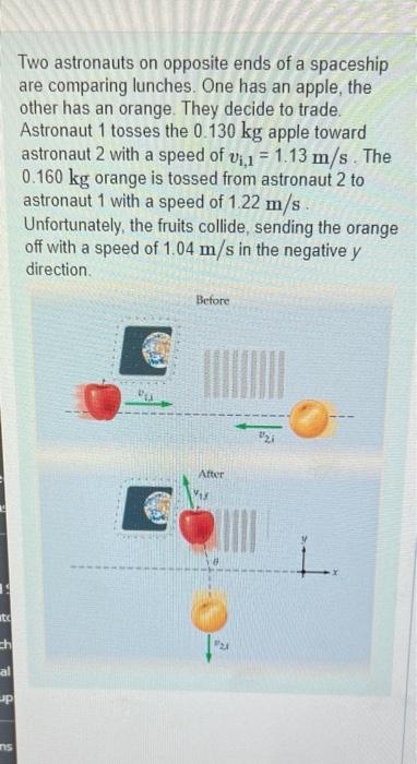 To Ch Al Up Ns Two Astronauts On Opposite Ends Of A Spaceship Are Comparing Lunches One Has An Apple The Other Has An 1
