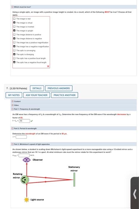 Which Must Be True Using A Single Optic An Image With A Positive Image Height Is Created As A Result Which Of The Fo 1