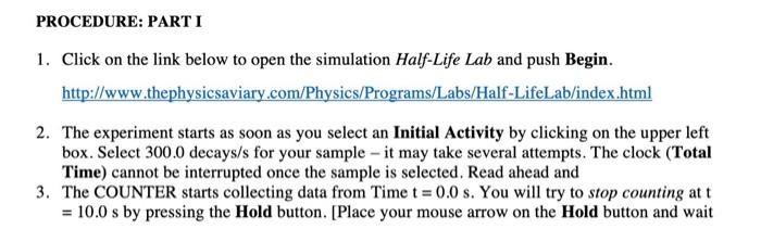 Http Www Thephysicsaviary Com Physics Programs Labs Half Lifelab Index Html 5