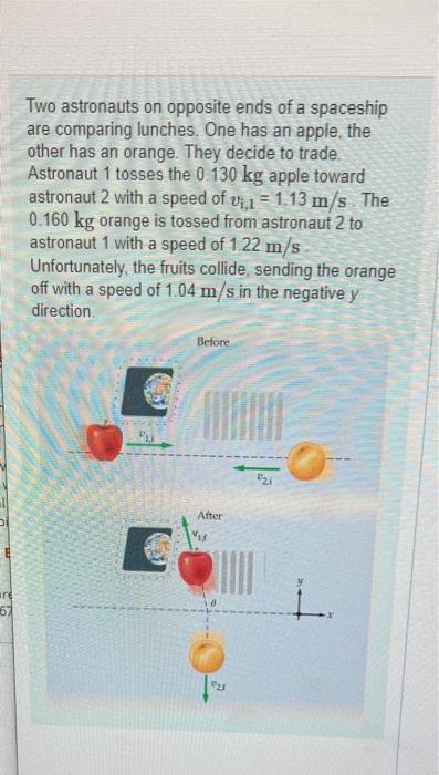 Are 67 Two Astronauts On Opposite Ends Of A Spaceship Are Comparing Lunches One Has An Apple The Other Has An Orange 1