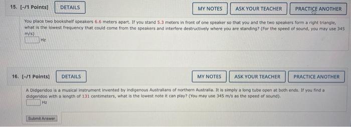 15 1 Points Ask Your Teacher Practice Another You Place Two Bookshelf Speakers 6 6 Meters Apart If You Stand 5 3 M 1