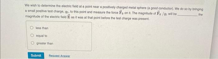 We Wish To Determine The Electric Field At A Point Near A Positively Charged Metal Sphere A Good Conductor We Do So B 1