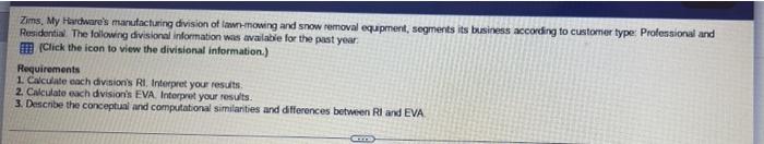 Zims My Hardware S Manufacturing Division Of Low Moving And Snow Removal Equpment Segments Its Business According To C 1