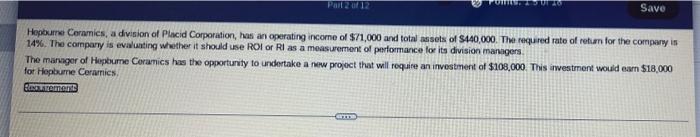 X Requirements 1 What Is The Original Roi For Hepburne Ceramics Before Making Any Additional Investment 2 What 2