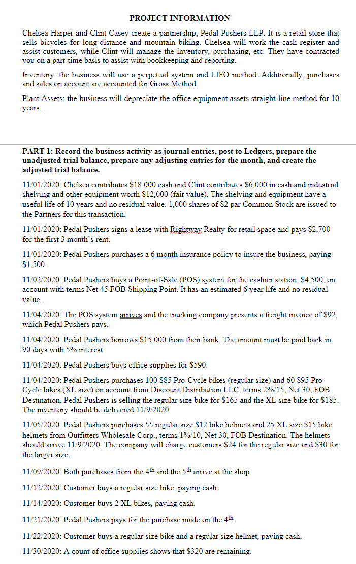 Project Information Chelsea Harper And Clint Casey Create A Partnership Pedal Pushers Llp It Is A Retail Store That Se 1