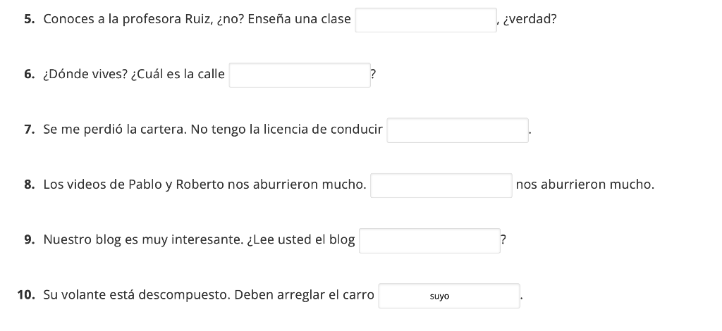 5 Conoces A La Profesora Ruiz No Ensena Una Clase 6 Donde Vives Cual Es La Calle 7 Se Me Perdio La Cartera No 1