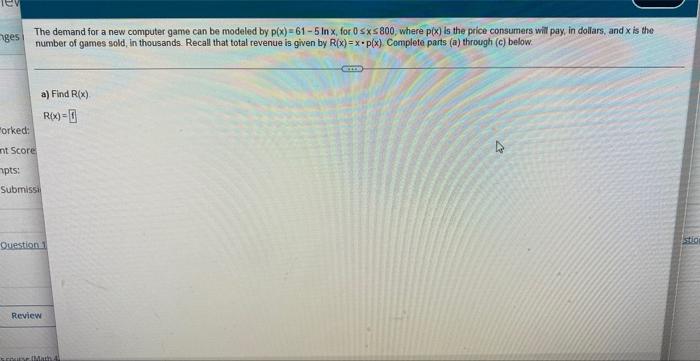 Please Show Work Three Part Question B Find The Marginal Revenue 1
