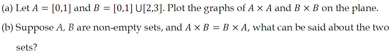 A Let A 0 1 And B 0 1 U 2 3 Plot The Graphs Of A A And B B On The Plane B Suppose A B Are Non Empty 1