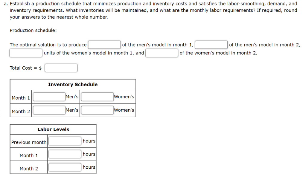 Problem 4 19 Algorithmic The Silver Star Bicycle Company Will Be Manufacturing Both Men S And Women S Models Of Its Ea 2