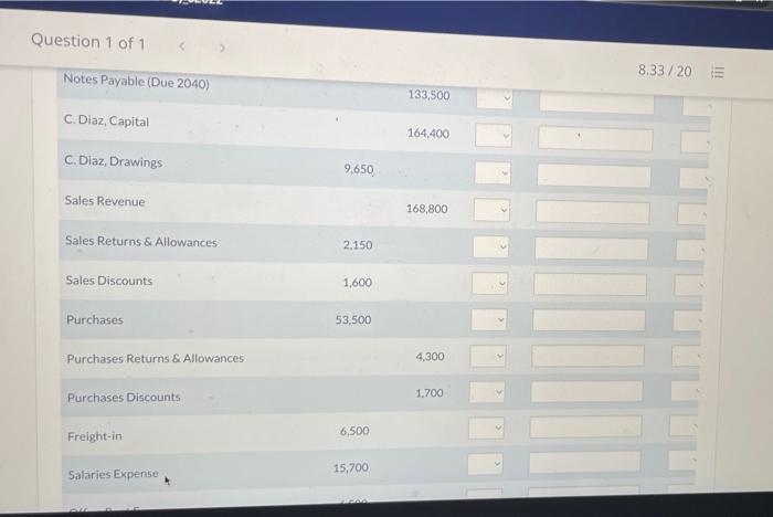 Current Attempt In Progress The Adjustment Data As Of September 30 2016 The End Of The Fiscal Year For Diaz Company W 4