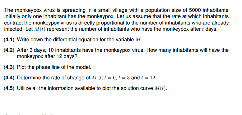 The Monkeypox Virus Is Spreading In A Small Village With A Population Size Of 5000 Inhabitants Initially Only One Inhab 1
