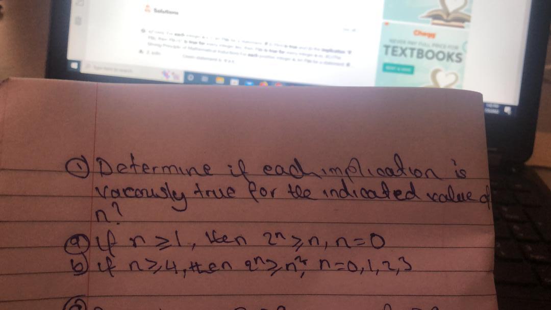 Textbooks Determine If Each Implication Is Vacously True For The Indicated Value Of Frzl Ven 2 N N 0 6 If N24 Then 1