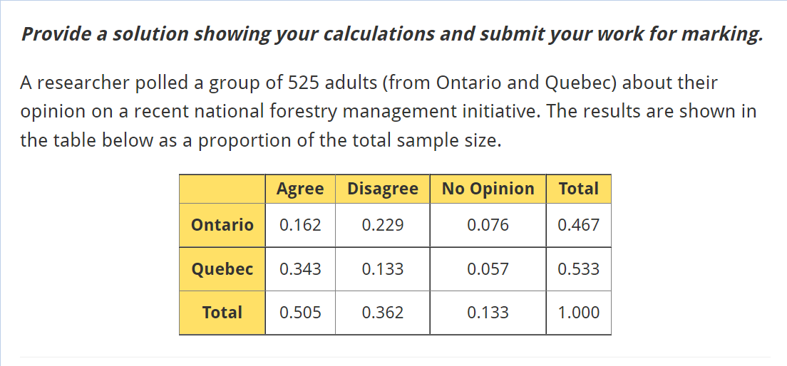 Provide A Solution Showing Your Calculations And Submit Your Work For Marking A Researcher Polled A Group Of 525 Adults 1