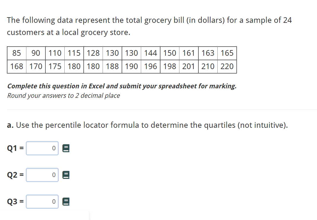 The Following Data Represent The Total Grocery Bill In Dollars For A Sample Of 24 Customers At A Local Grocery Store 1
