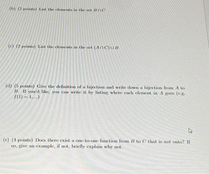 3 Consider The Three Sets A 1 3 5 7 9 11 B 1 2 3 4 5 6 And C 7 8 9 10 11 12 A 2 Points List The Element 2