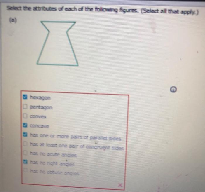 Select The Attributes Of Each Of The Following Figures Select All That Apply I Hexagon Pentagon O Convex Concave Has 1