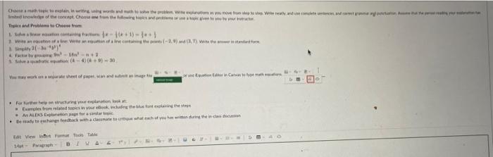 Choose A Math Tapic To Explain In Writing Un Math To Solve Problem Wie Explanat As You Move From Ep To The Wee And Comp 1