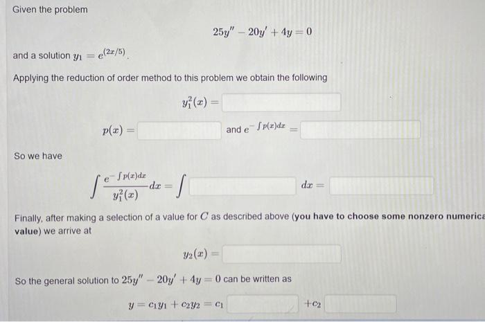 1 Point Given A Second Order Linear Homogeneous Differential Equation A2 X Y A Z Y Ao R Y 0 We Know That A Fun 2