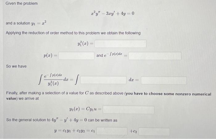 1 Point Given A Second Order Linear Homogeneous Differential Equation Z 2 Y Ai Z Y Ao Z Y 0 We Know That A Fundame 2