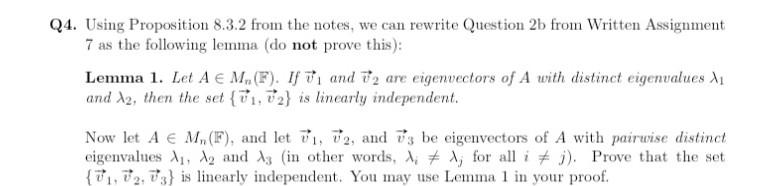 Q4 Using Proposition 8 3 2 From The Notes We Can Rewrite Question 2b From Written Assignment 7 As The Following Lemma 1