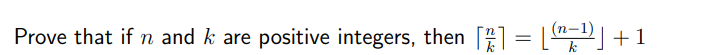 Prove That If N And K Are Positive Integers Then 1 1