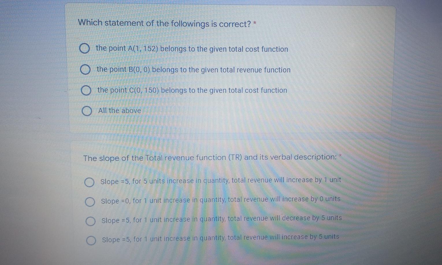Use The Following Total Cost And Total Revenue Functions Tc 150 2q Tr 5q Answer The Following Questions Which Stat 2
