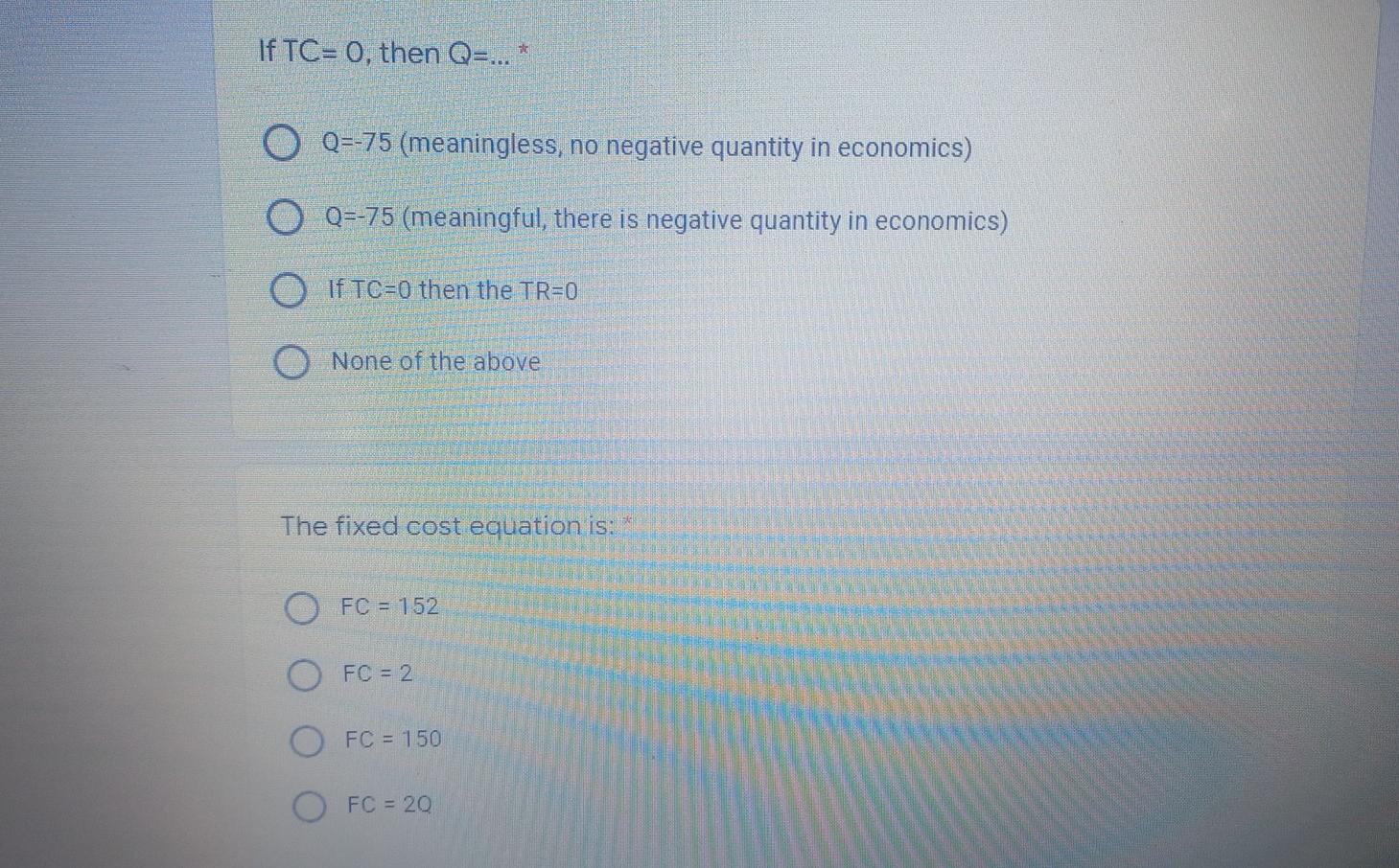 Use The Following Total Cost And Total Revenue Functions Tc 150 20 Tr 50 Answer The Following Questions If Tc 0 2