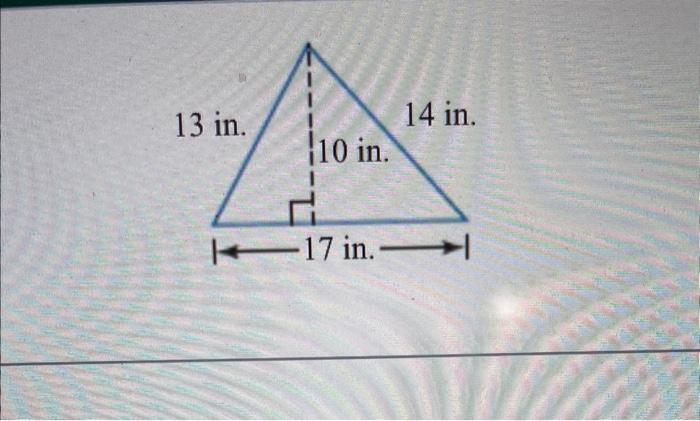 Use The Formulas Developed In This Section To Find The Area Of The Figure A 11 Simplify Your Answer 13 In 10 In 2