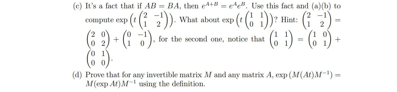 C It S A Fact That If Ab Ba Then Ea Eae Use This Fact And A B To 2 Hint 2 1 1 69 Compu 1