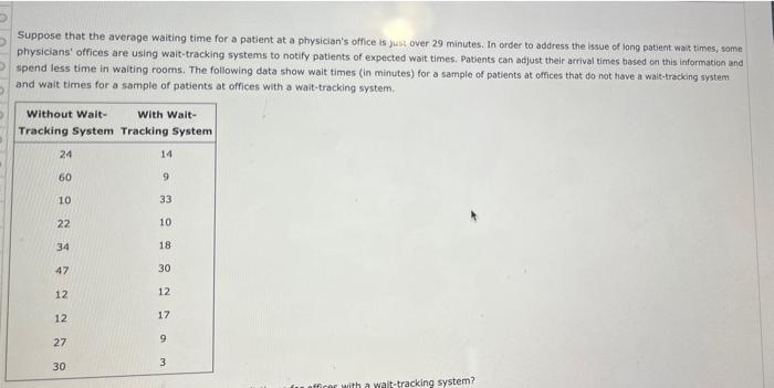 Suppose That The Average Waiting Time For A Patient At A Physician S Office Is Just Over 29 Minutes In Order To Address 1