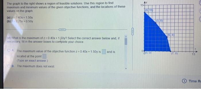 The Graph To The Right Shows A Region Of Feasible Solutions Use This Region To Find Maximum And Minimum Values Of The G 1