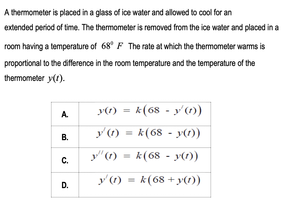 A Thermometer Is Placed In A Glass Of Ice Water And Allowed To Cool For An Extended Period Of Time The Thermometer Is R 1