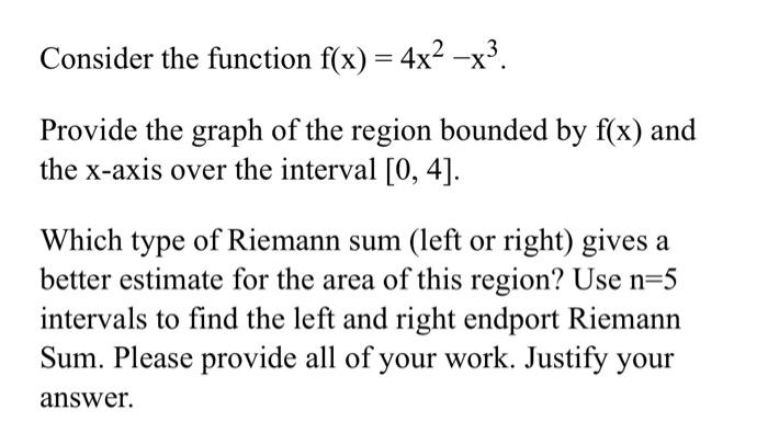 Consider The Function F X 4x X Provide The Graph Of The Region Bounded By F X And The X Axis Over The Interval 0 1