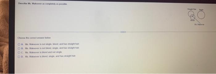 Describe Ms Makeover An Completely As Possible Choose The Correct Answer Below Oa Ms Makeover Is Not Single Blond A 1