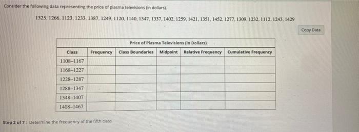 Consider The Following Data Representing The Price Of Plasma Televisions In Dollars 1325 1266 1123 1233 1387 124 1
