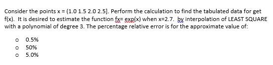 Consider The Points X 1 0 1 5 2 0 2 5 Perform The Calculation To Find The Tabulated Data For Get F X It Is Desire 1